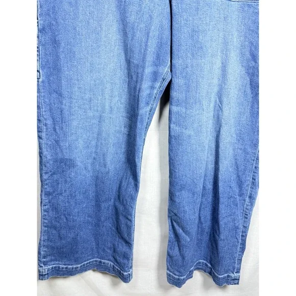 American Eagle Curvy Super High Rise Carpenter Jeans Baggy Wide Leg Blue 16 - Picture 3 of 10